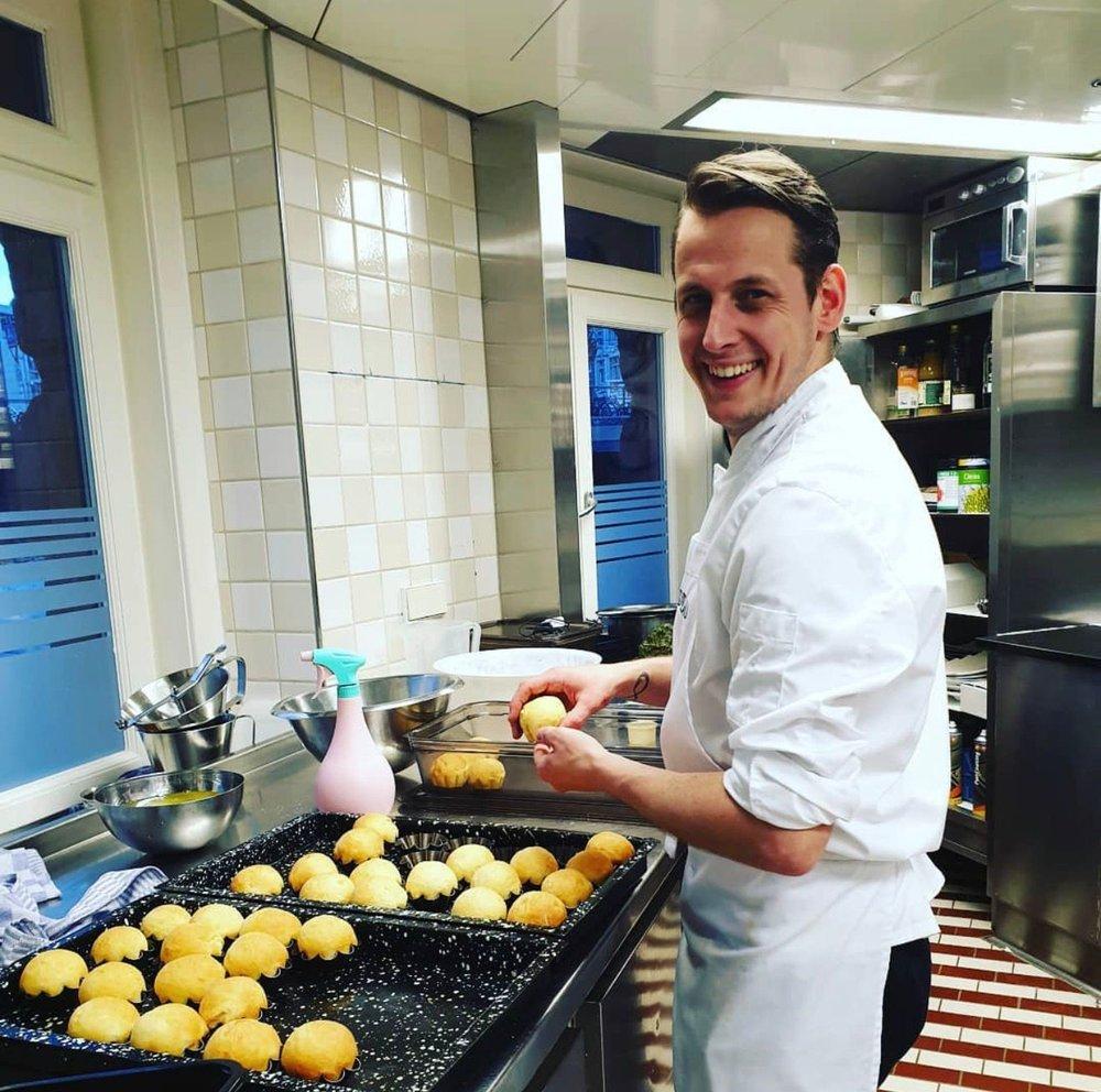 Nick at work in the Bord'eau patisserie