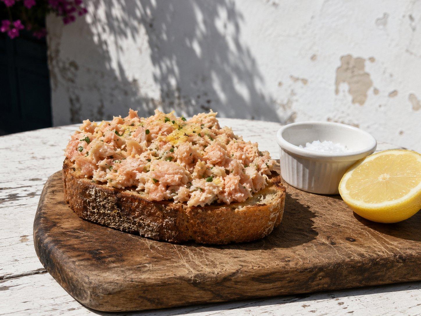 Salmon rillette with lemon and chive